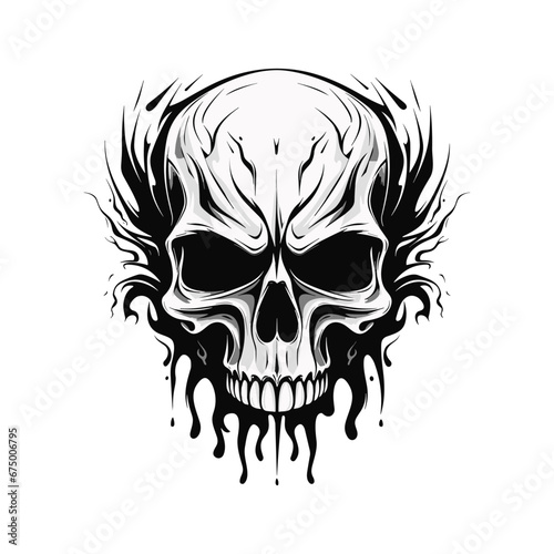 Minimalist abstract skull with ornament.