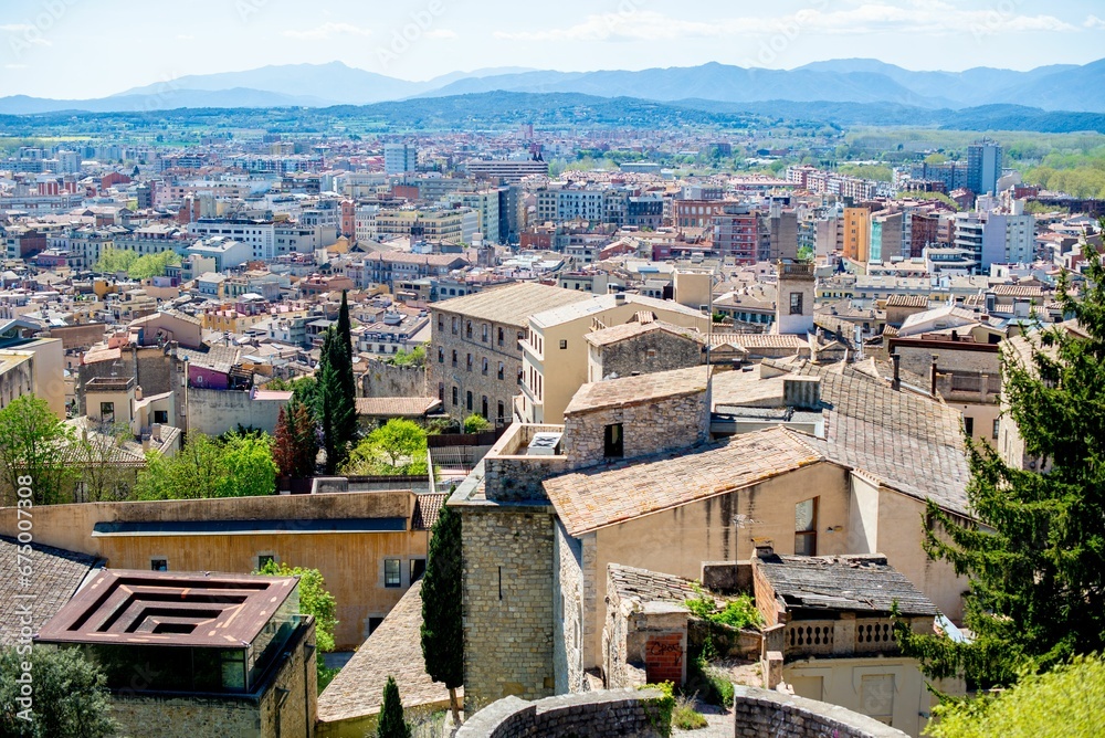 a view of the city of Girona, Catalonia, Spain houses