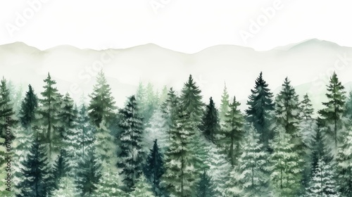 AI generated row of pine trees