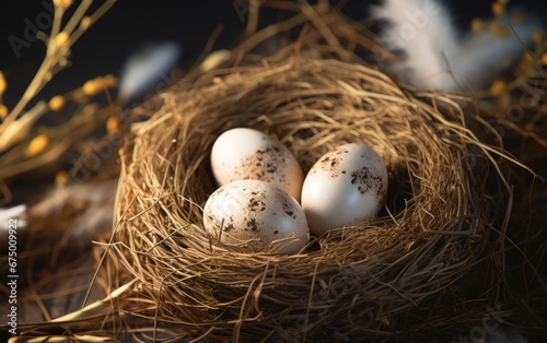 Birds’ eggs in a nest