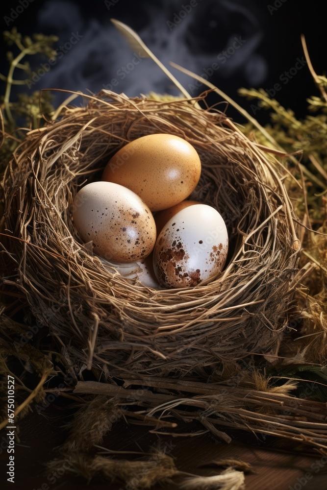Birds’ eggs in a nest Birds’ eggs in a nest