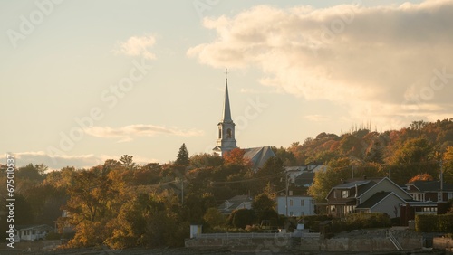 Picturesque view of Neuville, Quebec during sunset