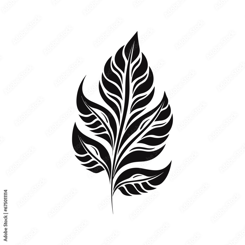 Minimalist abstract leaf with ornament.