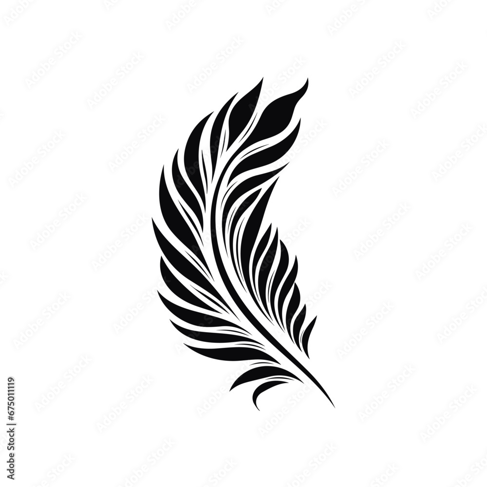 Obraz premium Minimalist abstract leaf with ornament.