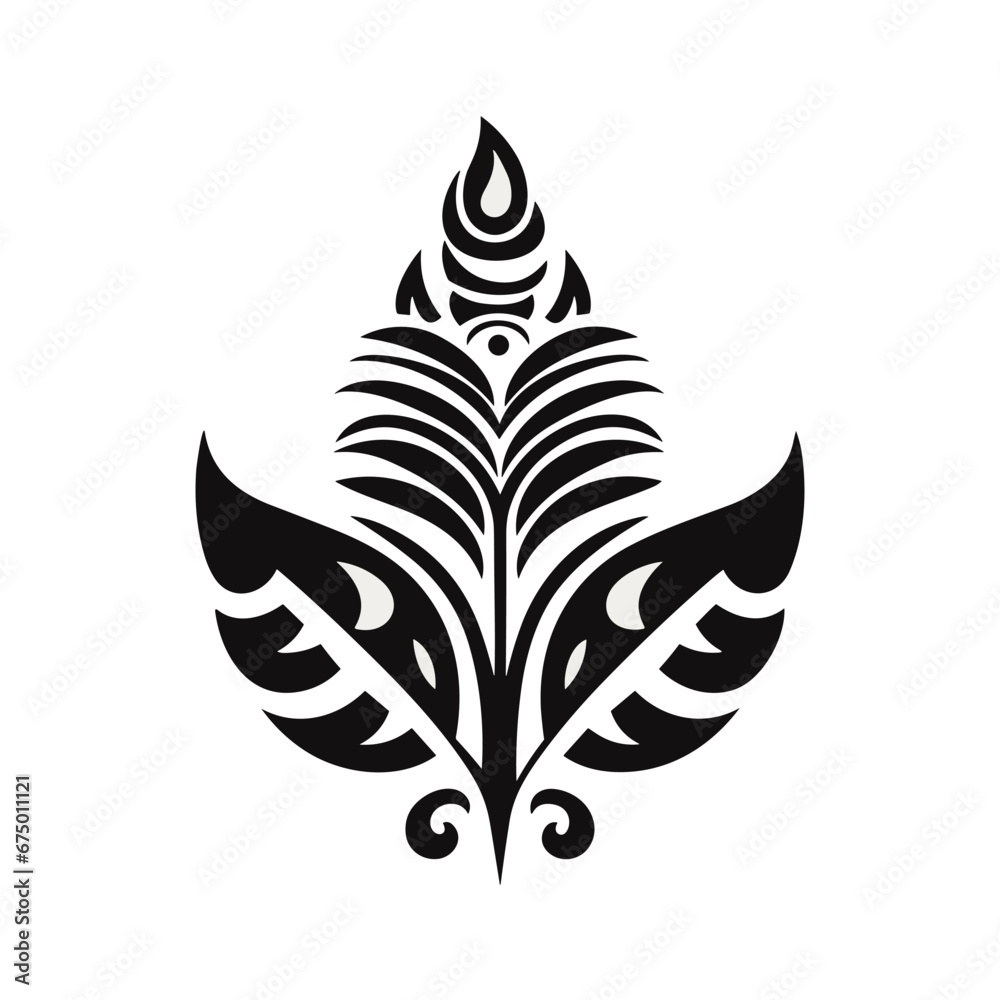 Minimalist abstract leaf with ornament. Minimalist abstract leaf with ornament.