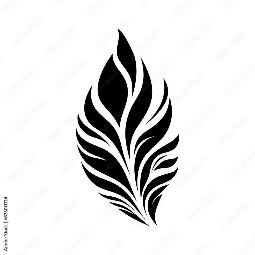 Minimalist abstract leaf with ornament. Minimalist abstract leaf with ornament.