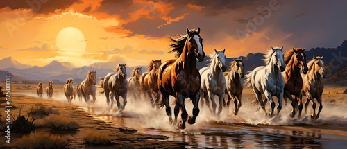 Majestic Horses in Vibrant Meadow © Uwe Lietz