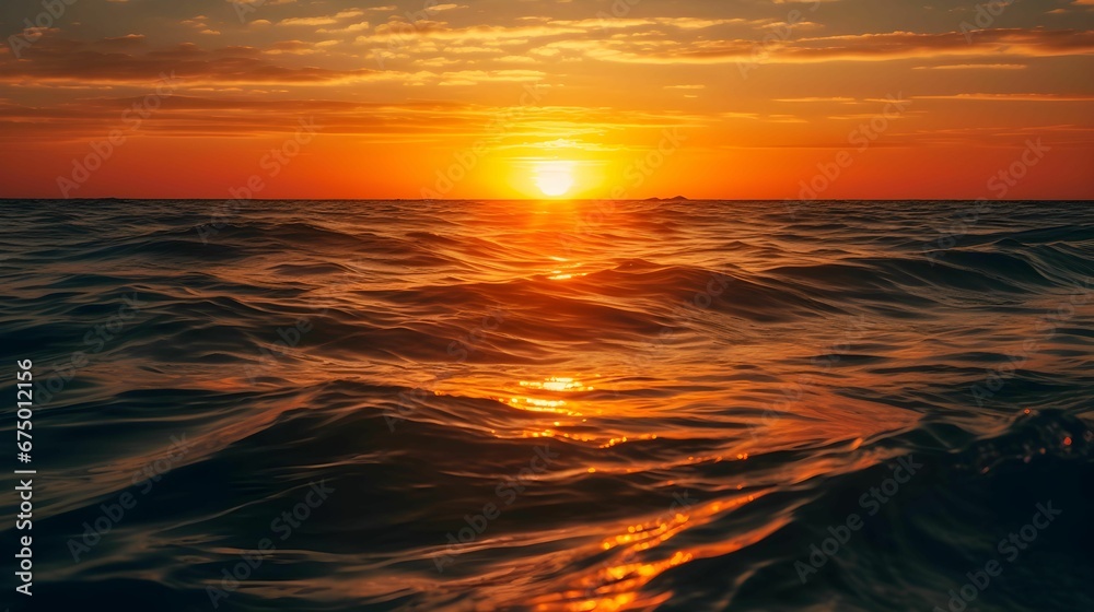 AI generated image of sea waves during sunset