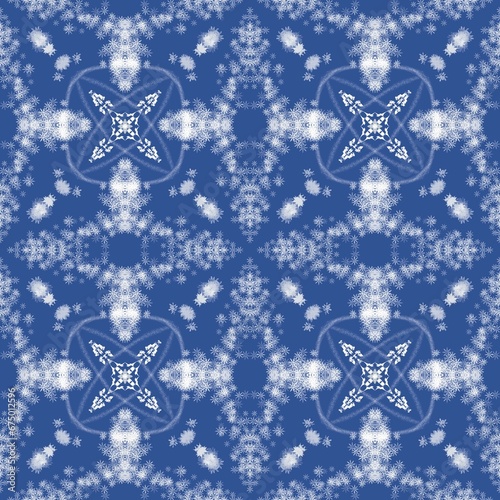 christmas background with snowflakes The local fabric pattern is decorated with a beautiful and luxurious white snowflake pattern.