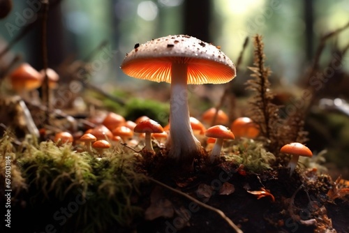 AI generated growing mushroom
