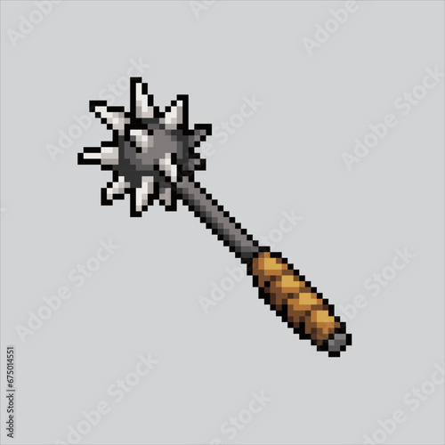 Pixel art illustration Mace. Pixelated Mace Weapon. Mace weapon pixelated for the pixel art game and icon for website and video game. old school retro.