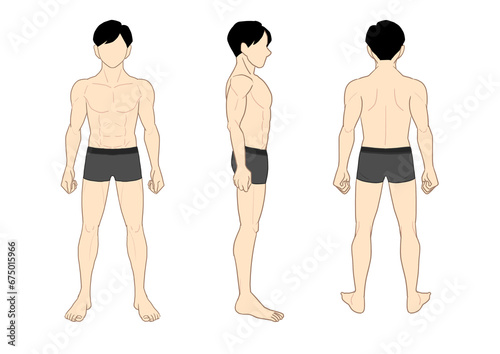 健康的な男性の全身立ち絵