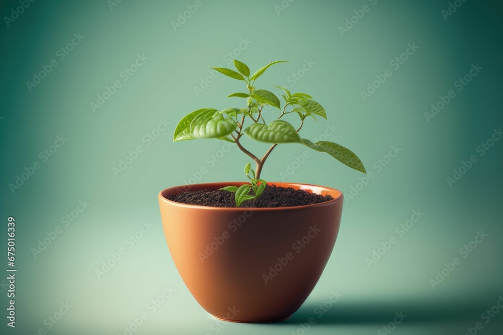 AI generated illustration of a lush green potted plant AI generated illustration of a lush green potted plant