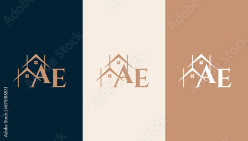 AE logo with a home form element which means a real estate company