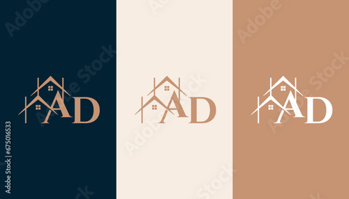 AD logo with a home form element which means a real estate company