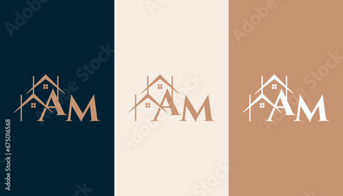 AM logo with a home form element which means a real estate company