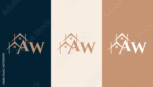 AW logo with a home form element which means a real estate company