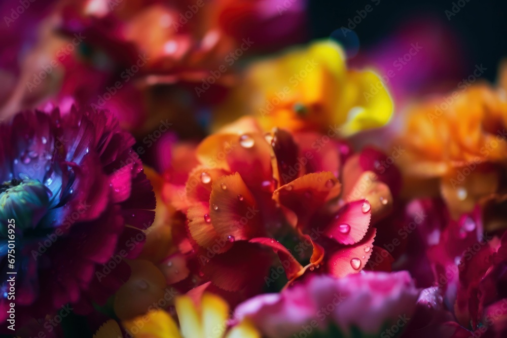 AI generated illustration of A bouquet of vibrant flowers featuring various pink and yellow blooms AI generated illustration of A bouquet of vibrant flowers featuring various pink and yellow blooms