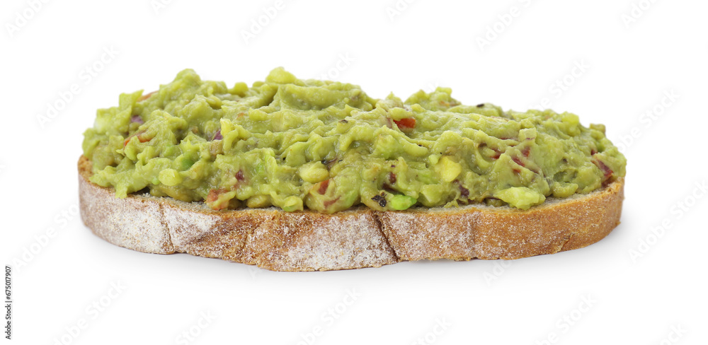 Delicious sandwich with guacamole isolated on white Delicious sandwich with guacamole isolated on white