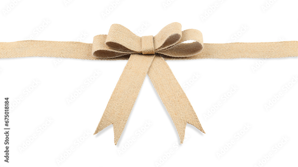 One beautiful burlap bow isolated on white One beautiful burlap bow isolated on white