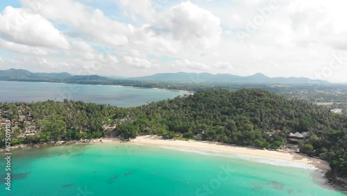 Establish Elevated View Luxury beach in Phuket, Thailand Southeast Asia, 4K Droneshot photo