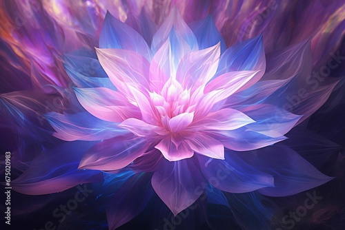 AI generated illustration of a vibrant and colorful flower featuring tones of purple and blue © Wirestock