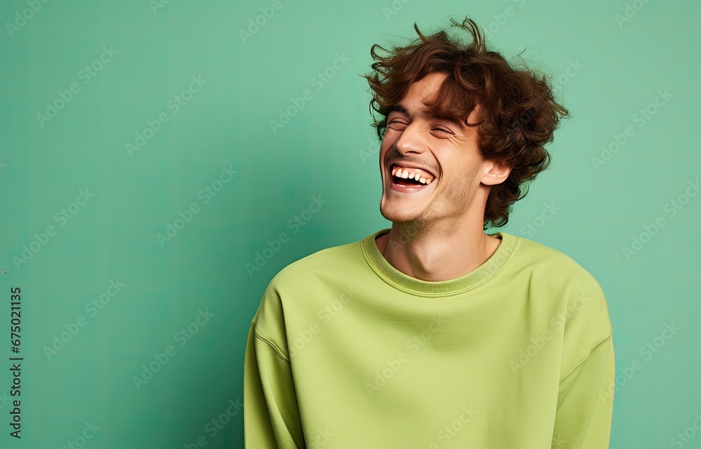 a man wearing a green hoodie smiling. a man wearing a green hoodie smiling.