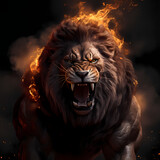 Strong Lion, With Fire Spirits
