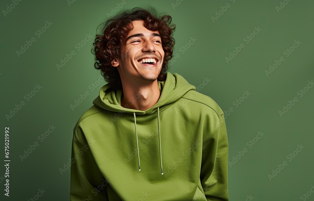 portrait of a man smiling in a green outfit, in the style of commercial imagery portrait of a man smiling in a green outfit, in the style of commercial imagery