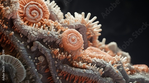 AI generated illustration of a colony of bacteria, featuring the small details of the organisms