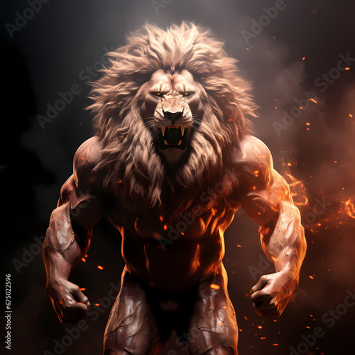 Strong Lion, With Fire Spirits