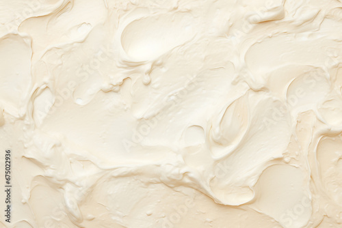 Close up detail of milk vanilla white creamy ice cream surface and texture is swirled and mixed, abstract background and wallpaper. Generative AI. photo