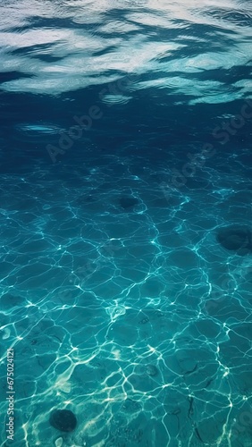 Tranquil blue water with rippling caustics. AI-generated.