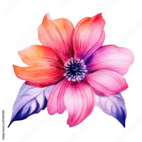 spring floral watercolor bouquet, vibrant color isolated on transparent background