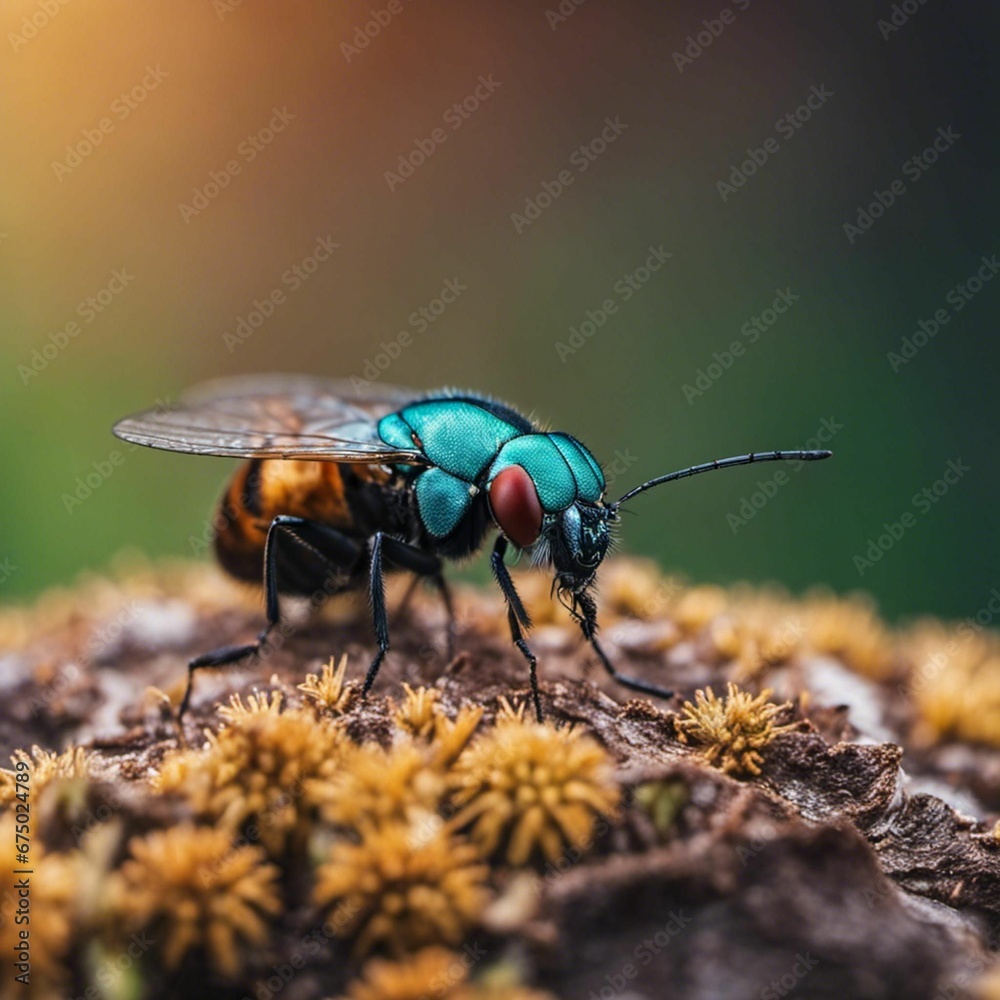 AI-generated illustration of a small green insect perched atop a cushion of bright yellow moss AI-generated illustration of a small green insect perched atop a cushion of bright yellow moss