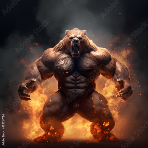 Bear with Strong Fire Spirit © funway5400