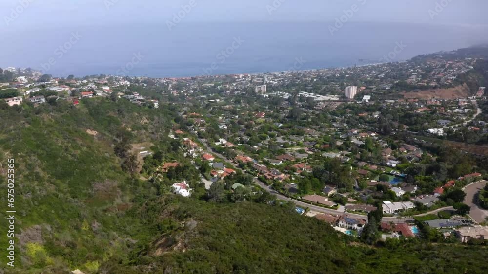 Cinematic drone view of La Jolla, San Diego with ocean in the background Cinematic drone view of La Jolla, San Diego with ocean in the background