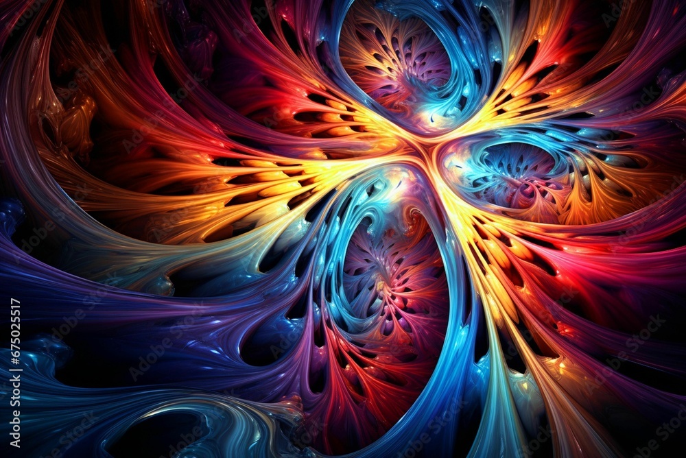 AI generated illustration of an abstract painting of vibrant swirls in a mesmerizing dynamic motion AI generated illustration of an abstract painting of vibrant swirls in a mesmerizing dynamic motion