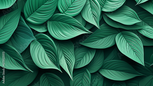 Colorful abstract background with green leaf pattern  3D illustraion.