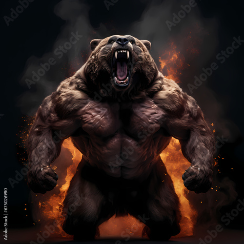 Bear with Strong Fire Spirit