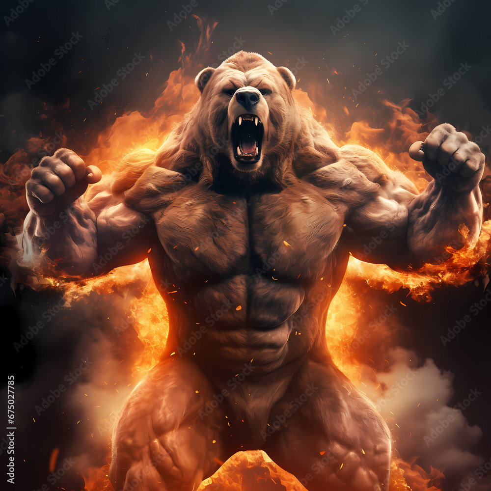 Bear with Strong Fire Spirit