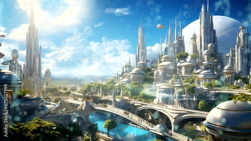 Imagining the Future Cityscape . Seamless looping 4K time lapse video footage