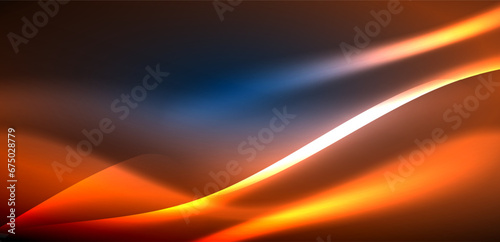 Dynamic waves in ethereal glow of neon lights. Concept merges fluidity of motion with vibrant allure of neon, crafting entrancing backdrop that embodies both vitality and futuristic sophistication