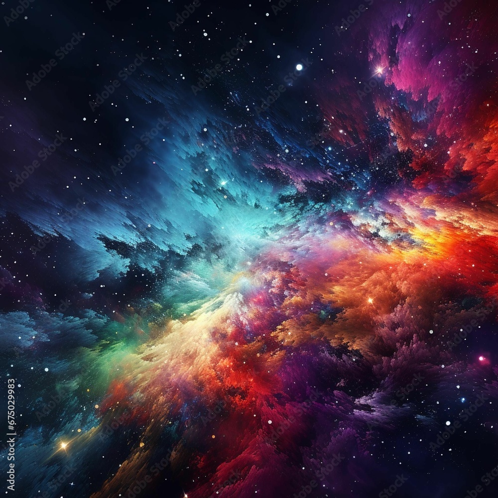 AI generated illustration of a vibrant colorful nebula in the space