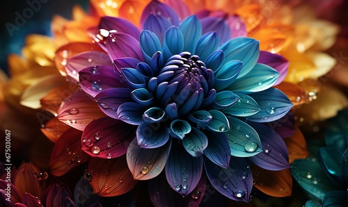 AI generated illustration of a vibrant, eye-catching flower, with its petals fully extended photo