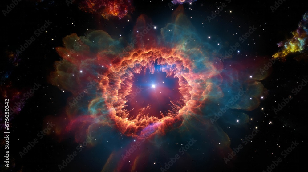 Fototapeta premium AI generated illustration of a celestial star with a glowing light surrounded by twinkling stars