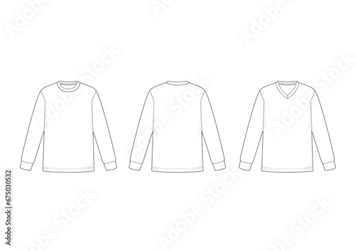 長袖Tシャツのハンガーイラスト/メンズゆったりめ/クルーネック/Vネック