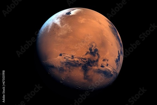 AI generated illustration of Mars on a dark background