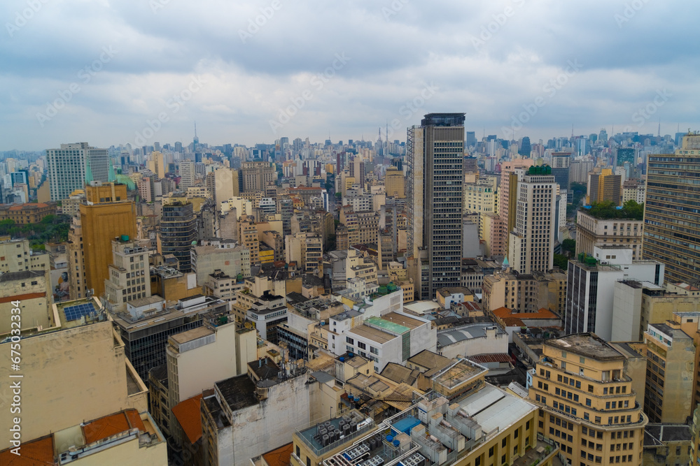 Aerial view of buildings in the city center of Sao Paulo - Brazil.