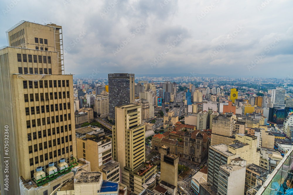 Fototapeta premium Aerial view of buildings in the city center of Sao Paulo - Brazil.